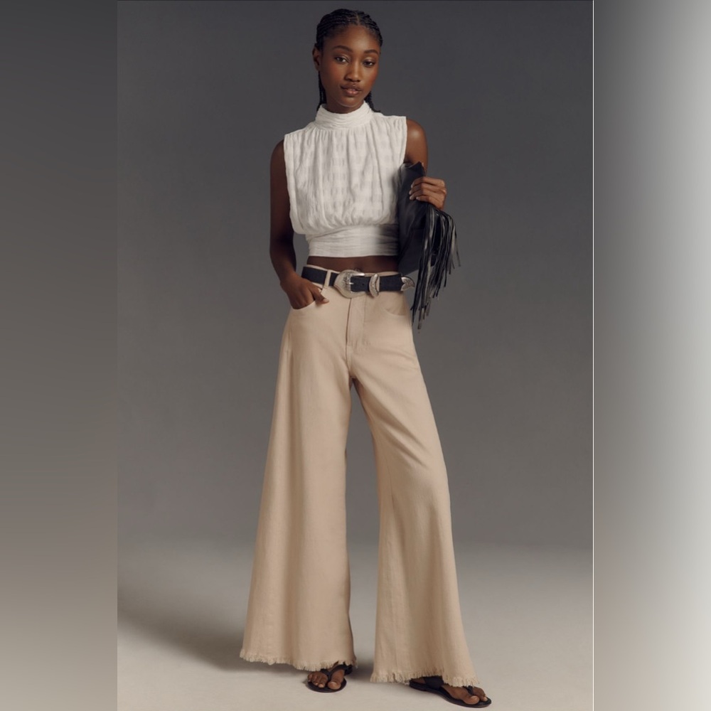 Pilcro Adi Mid Rise Flare Linen Edition: Beige